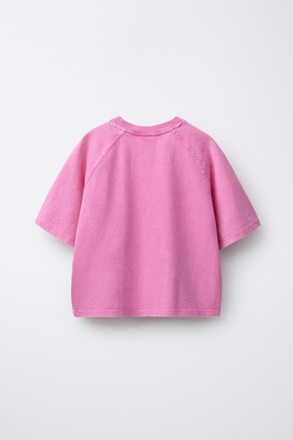 ZARA КОМПЛЕКТ ИЗ ФУТБОЛКИ HEAVY WEIGHT И ЛЕГИНСОВ GLARE RIB С ЭФФЕКТОМ ПОТЕРТОСТИ, НЕОНОВО-РОЗОВЫЙ