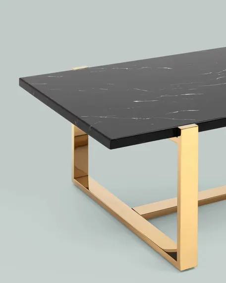 Журнальный столик Tob 109х66 см, черный мрамор, золото