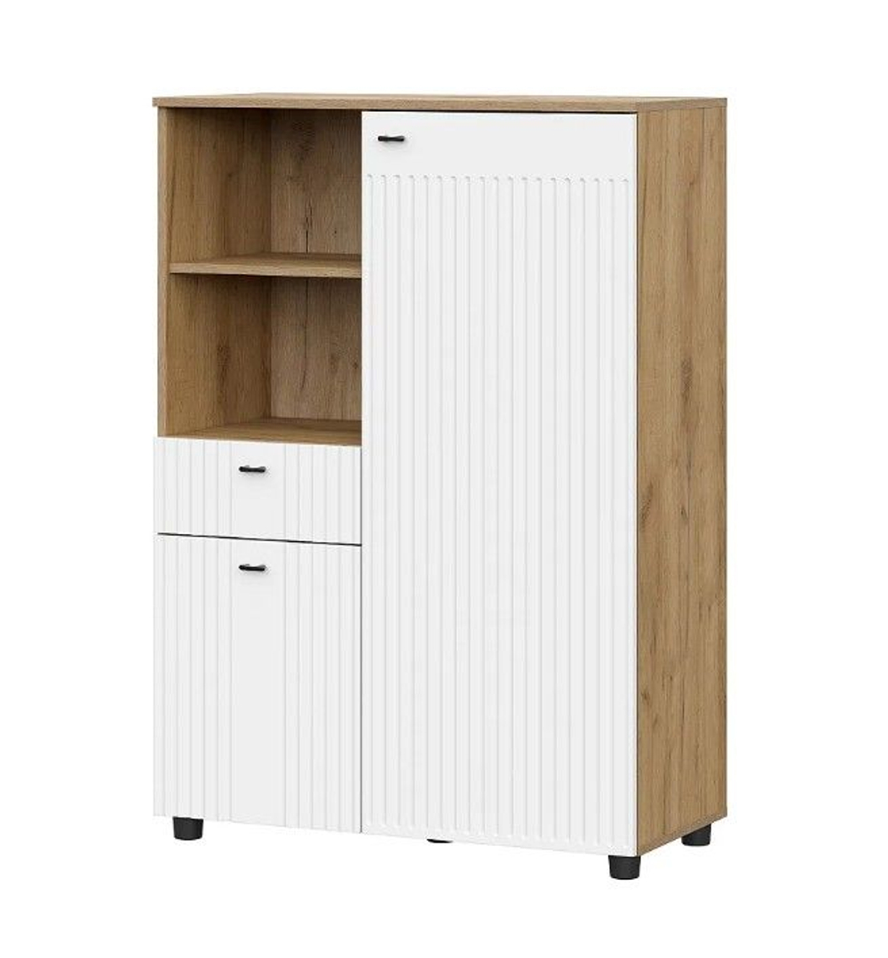 Милан Тумба многофункциональная Дуб Золотой / Белый Матовый