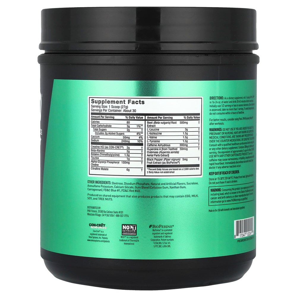 JYM Supplement Science, Pre JYM, высокоэффективный предтренировочный продукт, радужный щербет, 810 г (1,8 фунта)