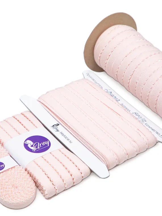 906 641/12 ОПТ Резинка отделочная Lauma Fabrics, 12 мм, пастельно-розовый 906