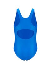 Синий спортивный купальник с фигурным вырезом