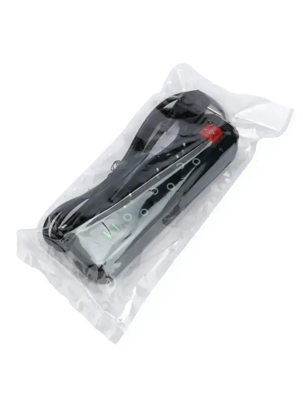 Сетевой фильтр Гарнизон с базовой защитой с заземлением с выключателем 3 розетки, 10A, 1xType-C, 2xUSB, 2 метра, черный