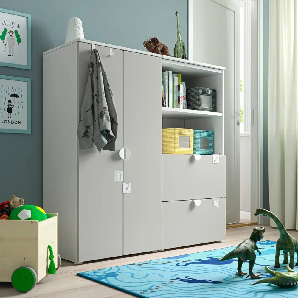 Шкаф - SMÅSTAD / SMАSTAD  IKEA /СМОСТАД  ИКЕА, 120x42x123 см, белый/серый