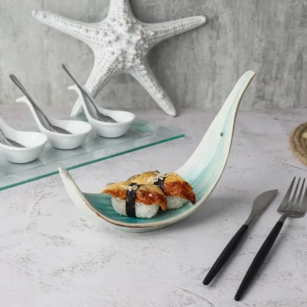 Блюдо для подачи 21*7,4 см h13,5 см Sea Blue Leaf Frutti di Mare P.L. [1]
