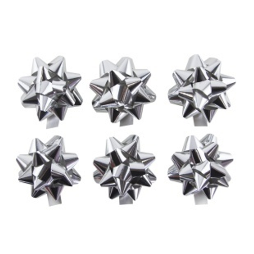 Бант Звезда, Серебро, Металлик, 7,6 см, 1 шт