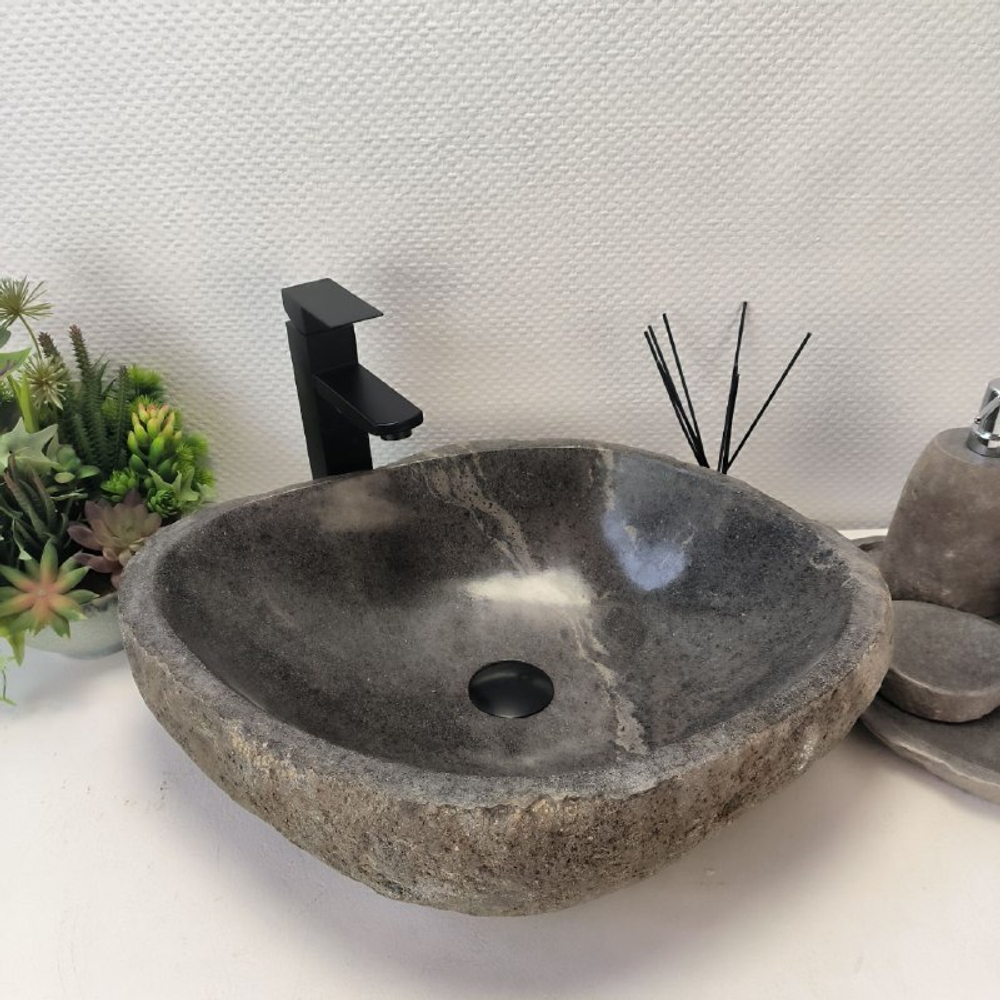 Каменная раковина из речного камня RS-63390 (55*41*15) 0123