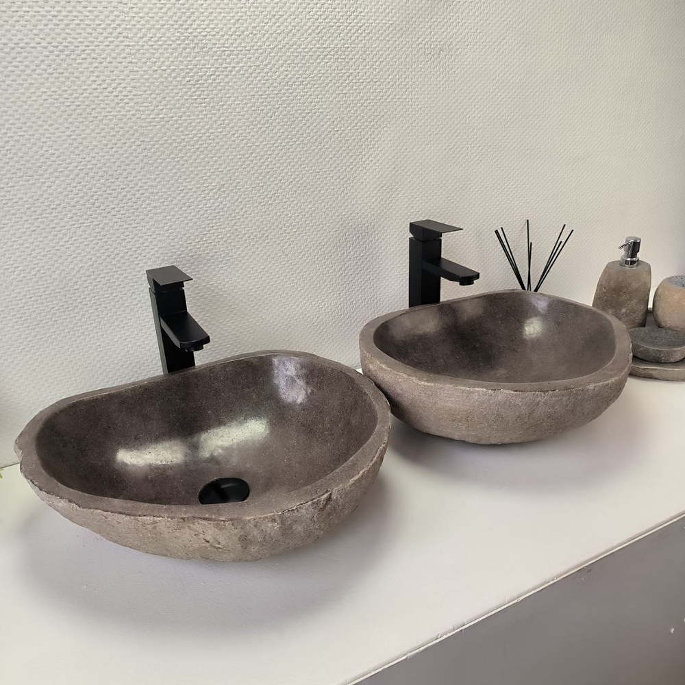 Раковина из речного камня ПАРА! RS-63827 46*39*15 2шт 0126