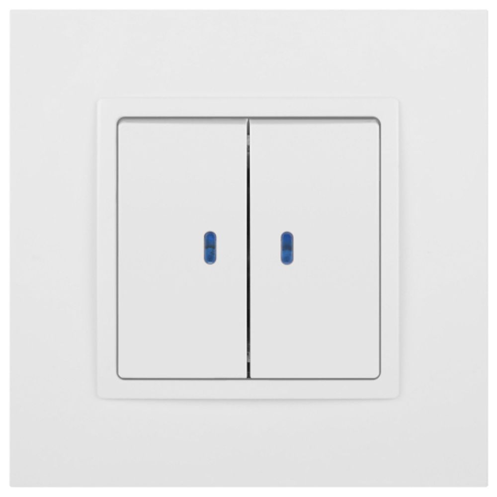 Выключатель ЭРА Elegance 14-1105-01М двойной с подсветкой, 10АХ-250В, белый матовый