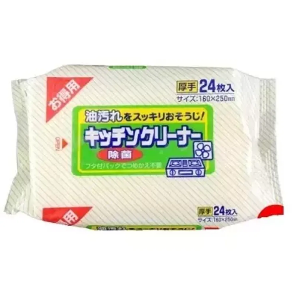 Влажные салфетки Showa Siko Kitchen cleaner для удаления жировых загрязнений на кухне (160мм х 250мм), 24 шт Япония