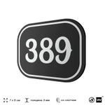 Номерок на дверь квартиры 389, для кабинета, офиса, шильдик 9 х 7 см, черный, Айдентика Технолоджи