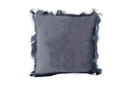 Подушка декоративная с бахромой синяя