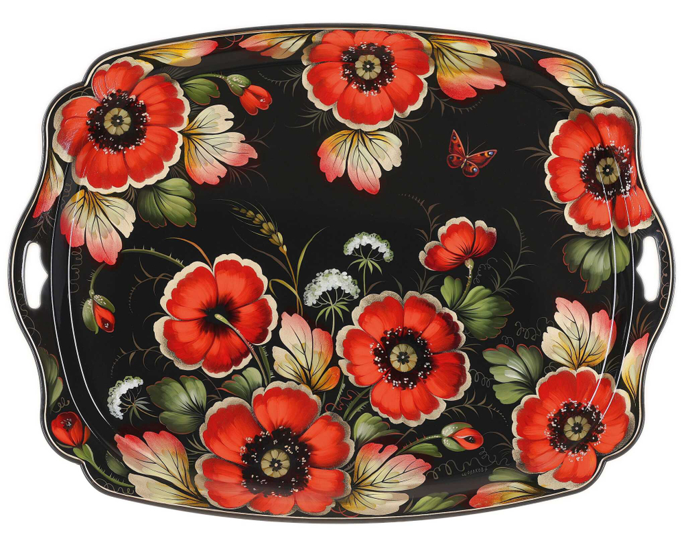 Жостовский поднос декоративный, размер 61х46 см (A32), металлический