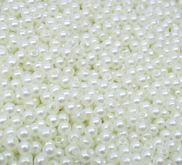 БА002НН4 Акриловые бусины круглые, цвет: слоновая кость, размер: 4 мм, 10 гр.