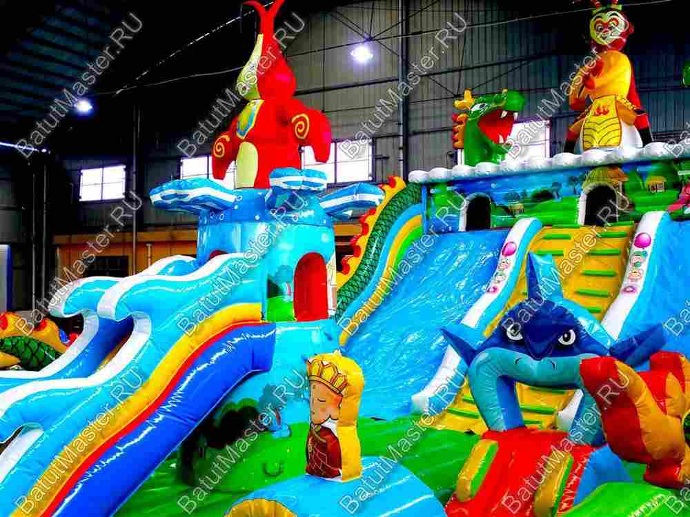 Коммерческий надувной батут "Морские животные" 14*7*7 м