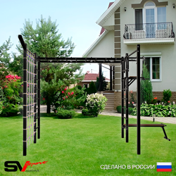 Уличная шведская стенка Sv Sport рукоход с комплектом турник прямой 2шт У5097 (Турник/Брусья/Скамья/Кронш бокс/Сетка)