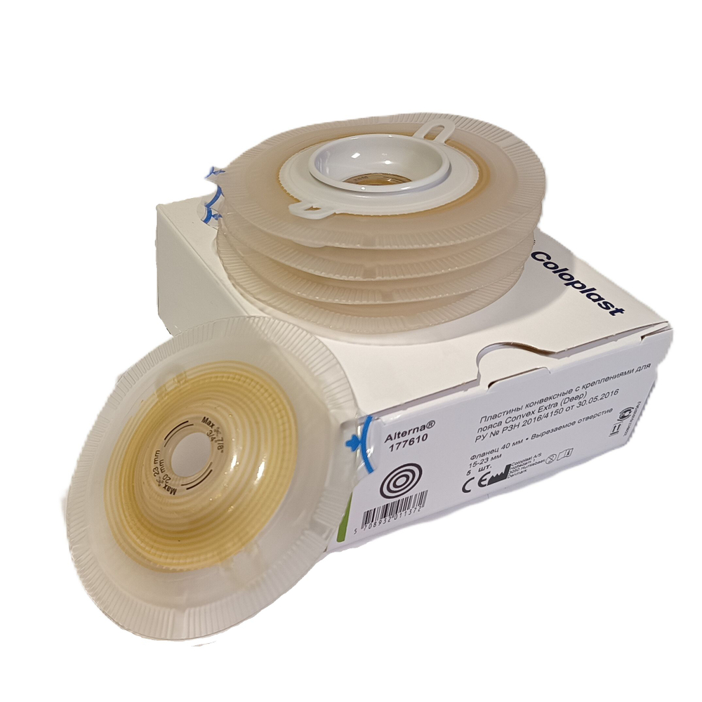 177610 Пластины конвексные Extra 40 мм 5 шт Coloplast Колопласт Convex Extra (Deep)