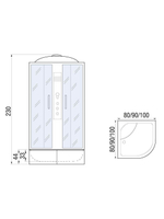 Душевая кабина RIVER  DUNAY XL  80/43 TH 80х80 см,  тонированное стекло, поддон высокий, крыша, увеличенная высота