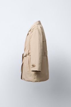 ZARA СТЕГАНЫЙ ТРЕНЧ С ПОЯСОМ, ПЕСОЧНЫЙ