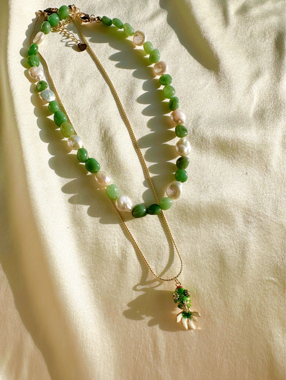 Ожерелье Глубокие реки из жемчуга и авантюрина