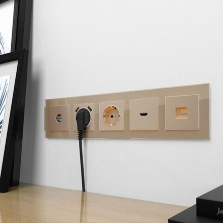 Накладка для розетки HDMI (шампань рифленый)