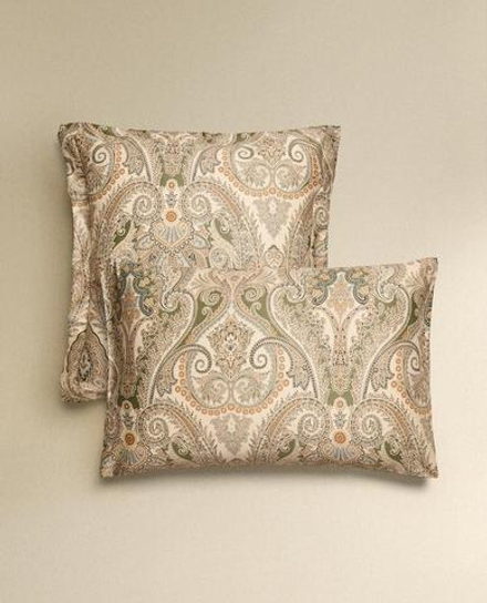 ZARA HOME НАВОЛОЧКА ИЗ ХЛОПКА-САТИНА С УЗОРОМ ПЕЙСЛИ (300 НИТЕЙ), ЗЕЛЕНЫЙ