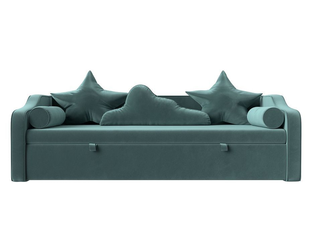 Диван детский прямой Рико, Бирюзовый, Велюр, 117374