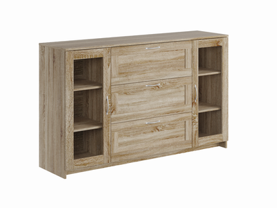 Тумба Сириус 2 двери со стеклом и 3 ящика 156х95 (сонома)