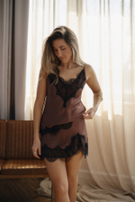 Топ с кружевом brwn