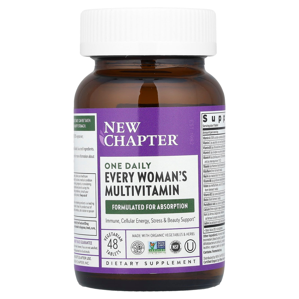 New Chapter, One Daily Every Woman's, мультивитамины, 48 вегетарианских таблеток