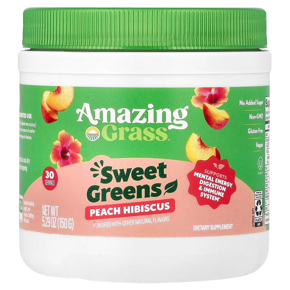 Amazing Grass, сладкая зелень, персик и гибискус, 150 г (5,29 унции)