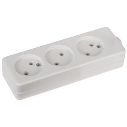 Колодка ЭРА K-3 3 розетки без зазeмления белая | Колодки