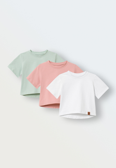 Комплект из 3 футболок (белый/пудра/аква)