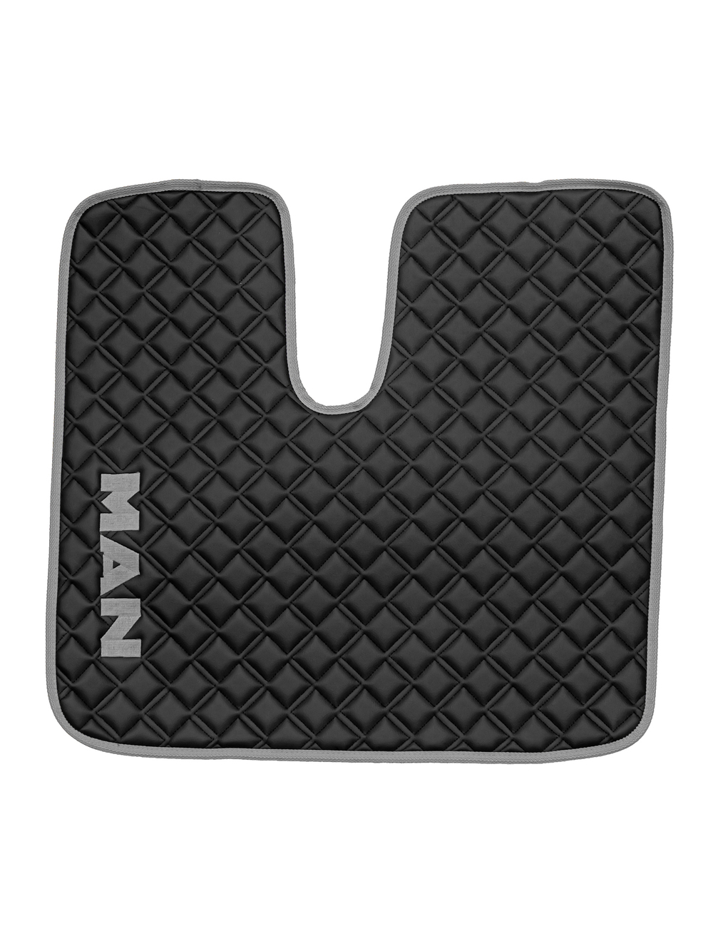 Ковры MAN TGX с 1-м ящиком (механика) (экокожа, черный, серый кант, серая вышивка)