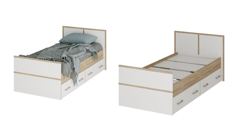 Кровать LIGHT Сакура дуб сонома/белый 900