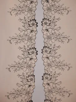 05-167 ОПТ Вышивка на неэл. сетке 21 см, насыщенно-бежевый/черный (правая)