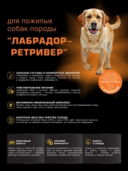 Корм для собак Лабрадор-ретривер старше 5 лет, индейка 3 кг