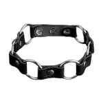 Черный ошейник из натуральной кожи с кольцами (черный) (Цвет: черный)