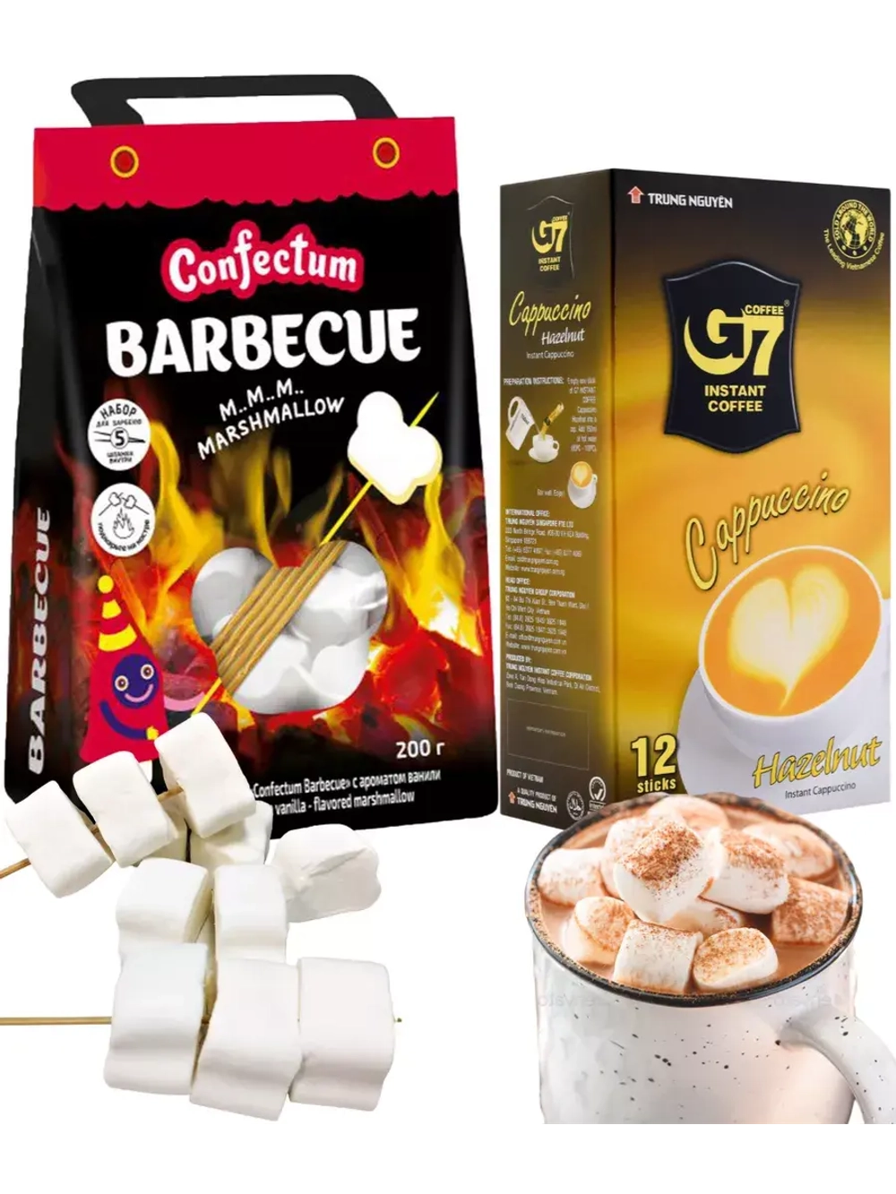 Набор Маршмеллоу "Барбекю" на шпажках 200г и Капучино 216г