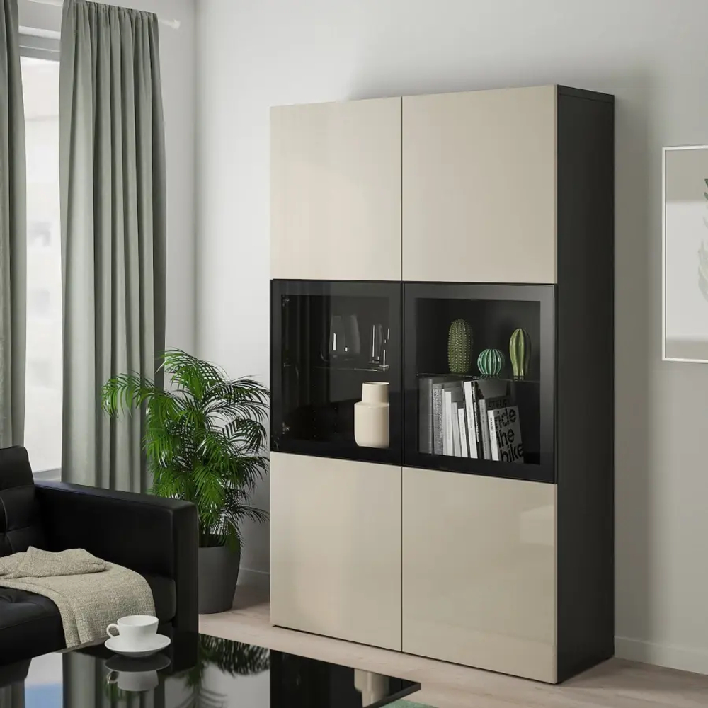 Комбинация для хранения - IKEA BESTÅ/BESTA/БЕСТА/БЕСТО ИКЕА, 120x42x193 см, серый,