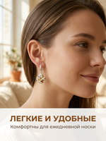 Комплект украшений с янтарём под Ван Клиф 16 пеструха белая мелкая средняя