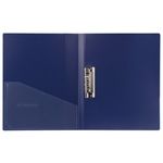 Папка с зажимом Brauberg Contract, 700мкм, корешок 21мм с карманом, синяя