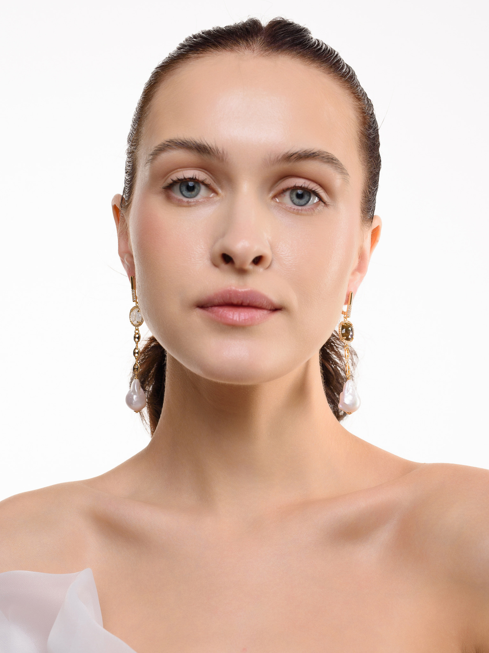 Серьги "Royal pearl gess labrador" Gold