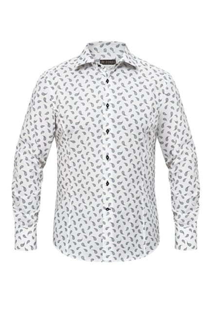 Рубашка белая с бирюзовым принтом пейсли