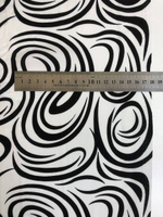 Штапель принт линии черные на белом D10C1