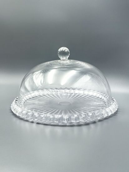 Блюдо стеклянное 33 см. с крышкой
