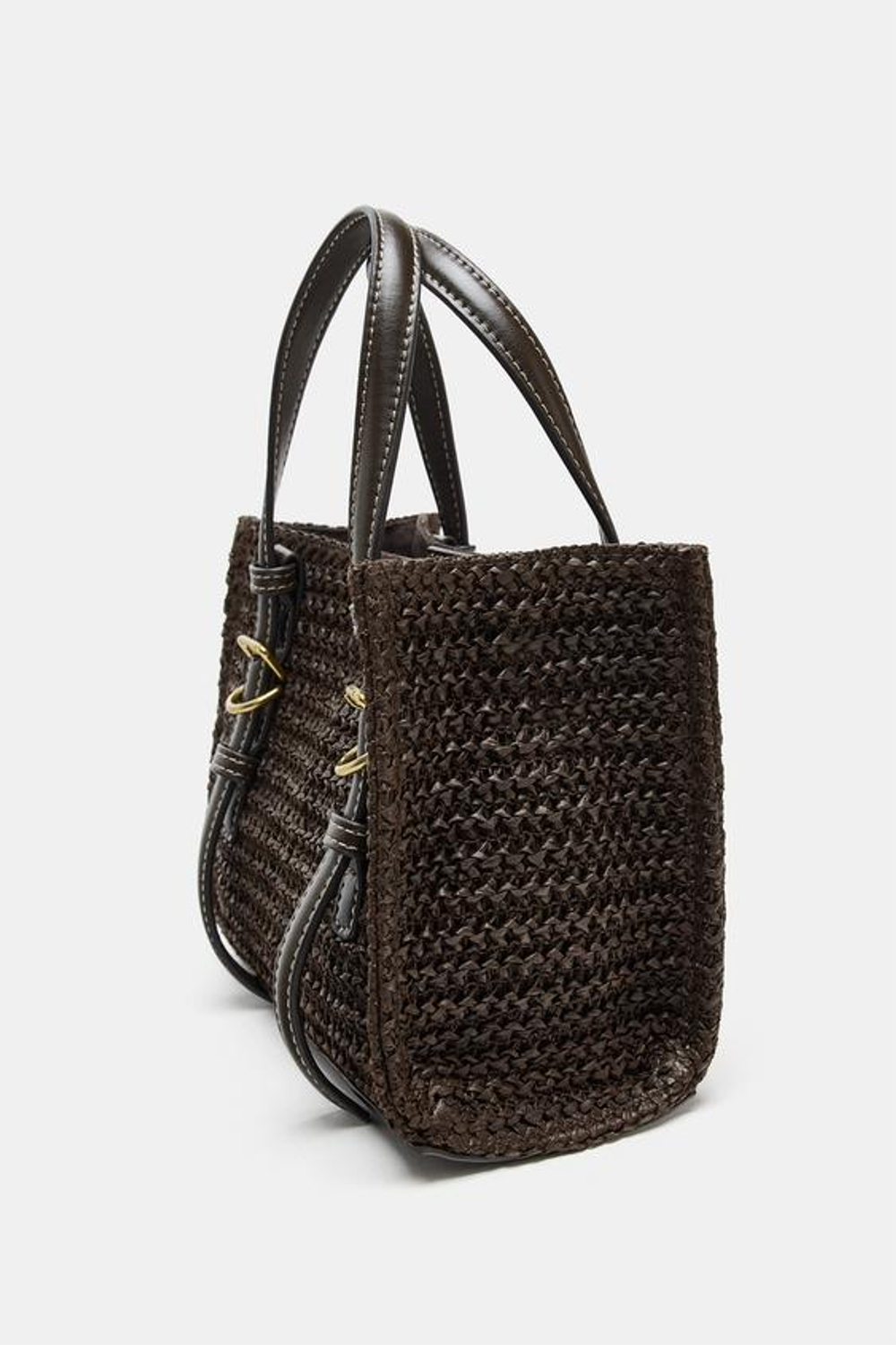 ZARA МИНИ-СУМКА-ШОПЕР, ШОКОЛАДНЫЙ