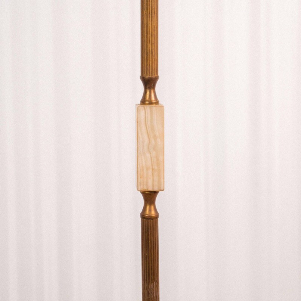 Напольный торшер из оникса и латуни