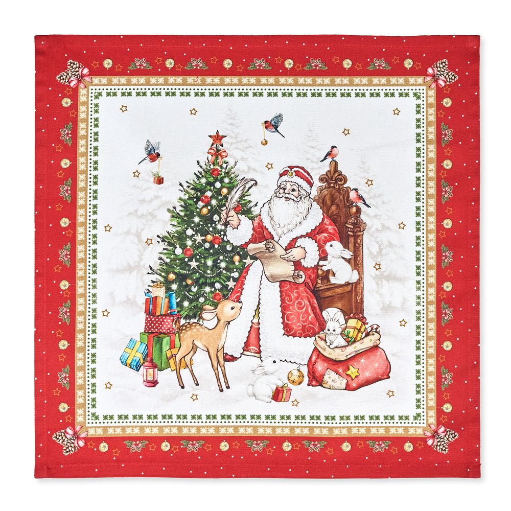 НАБОР САЛФЕТОК ИЗ 2-Х ШТ "С НОВЫМ ГОДОМ",40Х40СМ, 100% ХЛОПОК,КРАСНЫЙ,ТВИЛ