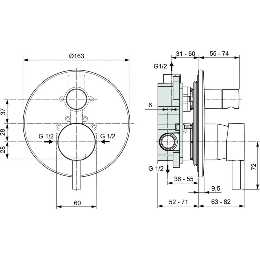 Встраиваемый смеситель Ideal Standard  CERALINE A6939AA для ванны/душа